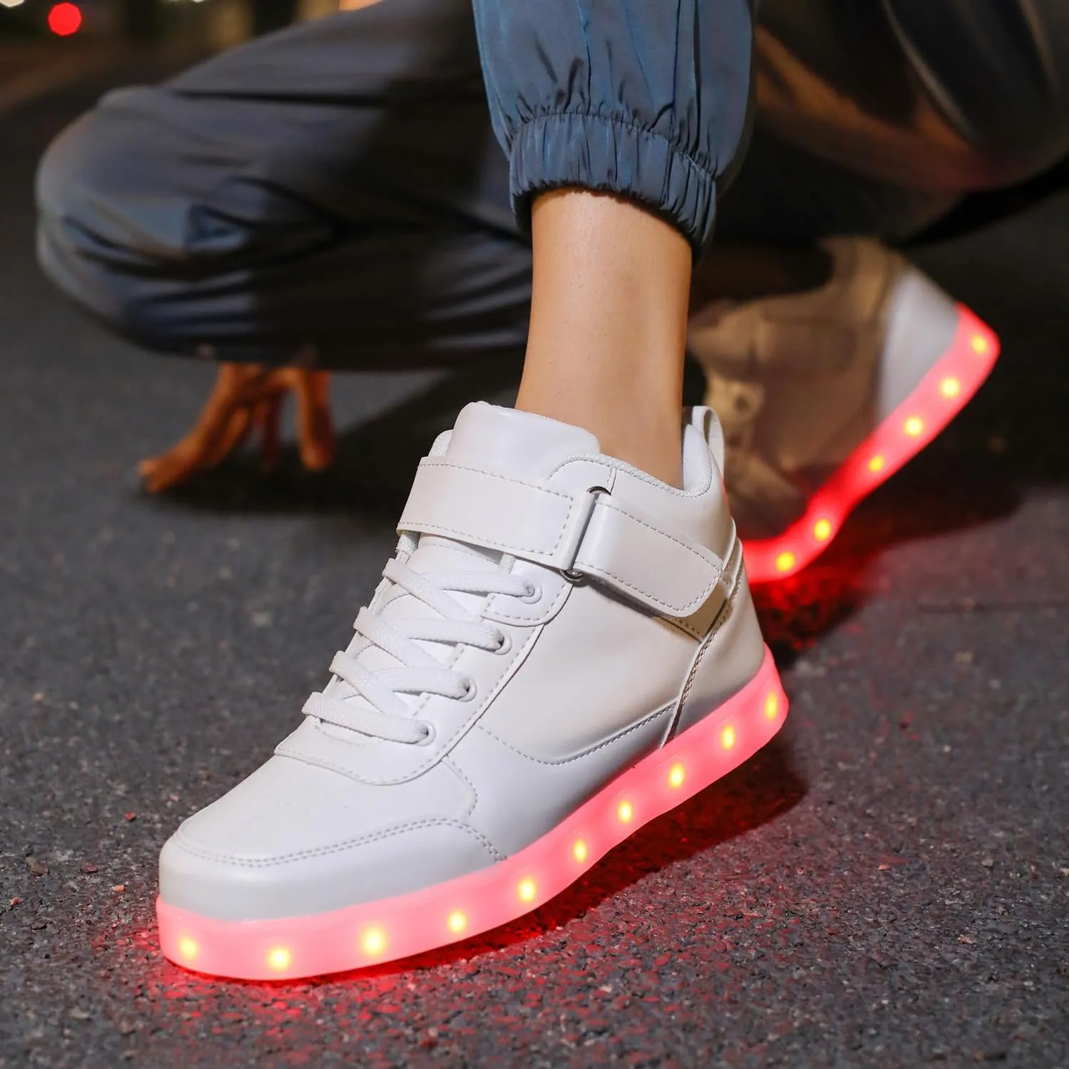 LED Unisex Light Up Shoes High Top Luminous Flashing USB Charging Lace Up Couples Sneakers for Women Men