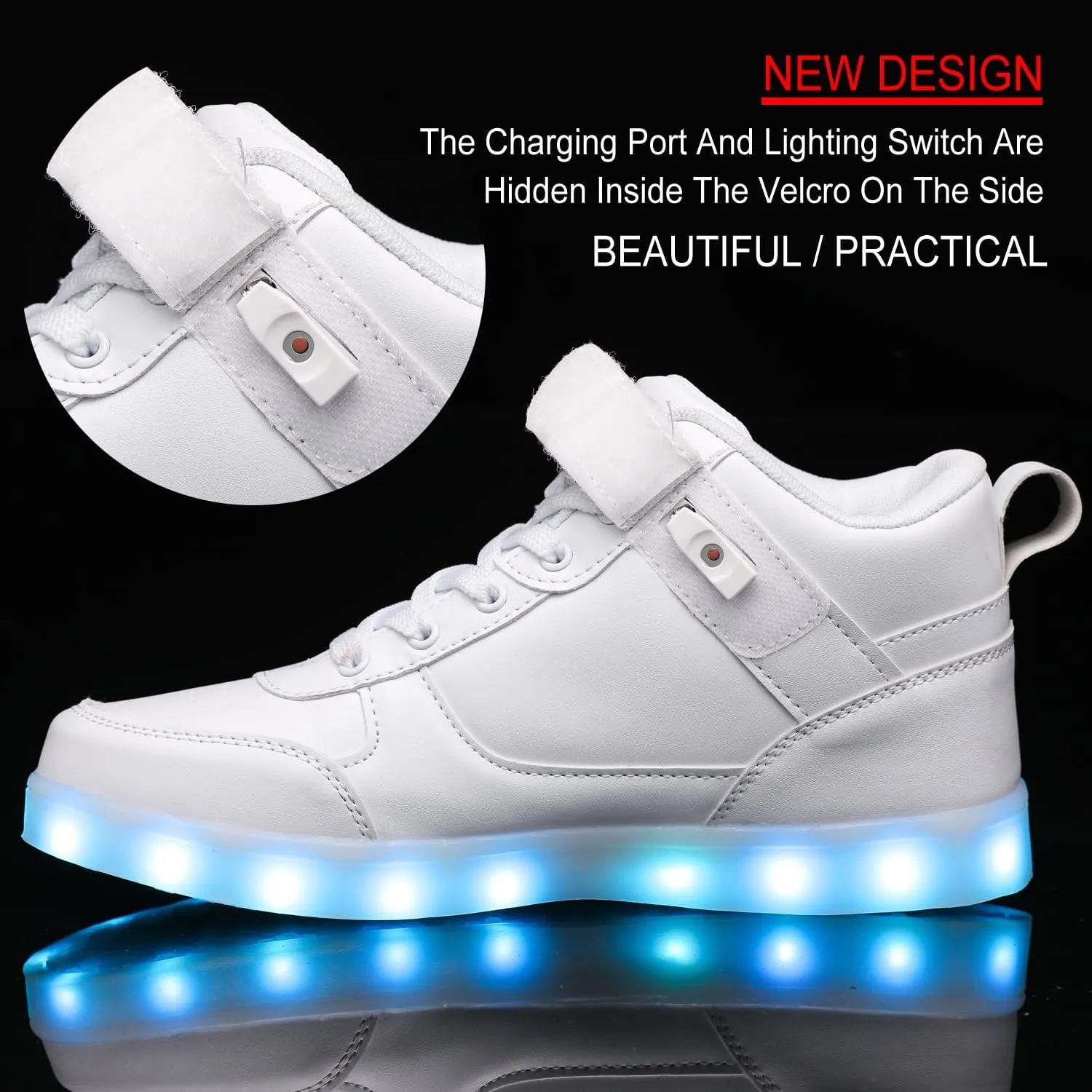 LED Unisex Light Up Shoes High Top Luminous Flashing USB Charging Lace Up Couples Sneakers for Women Men