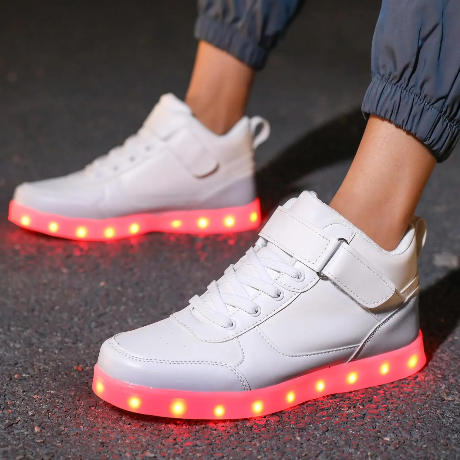 LED Unisex Light Up Shoes High Top Luminous Flashing USB Charging Lace Up Couples Sneakers for Women Men