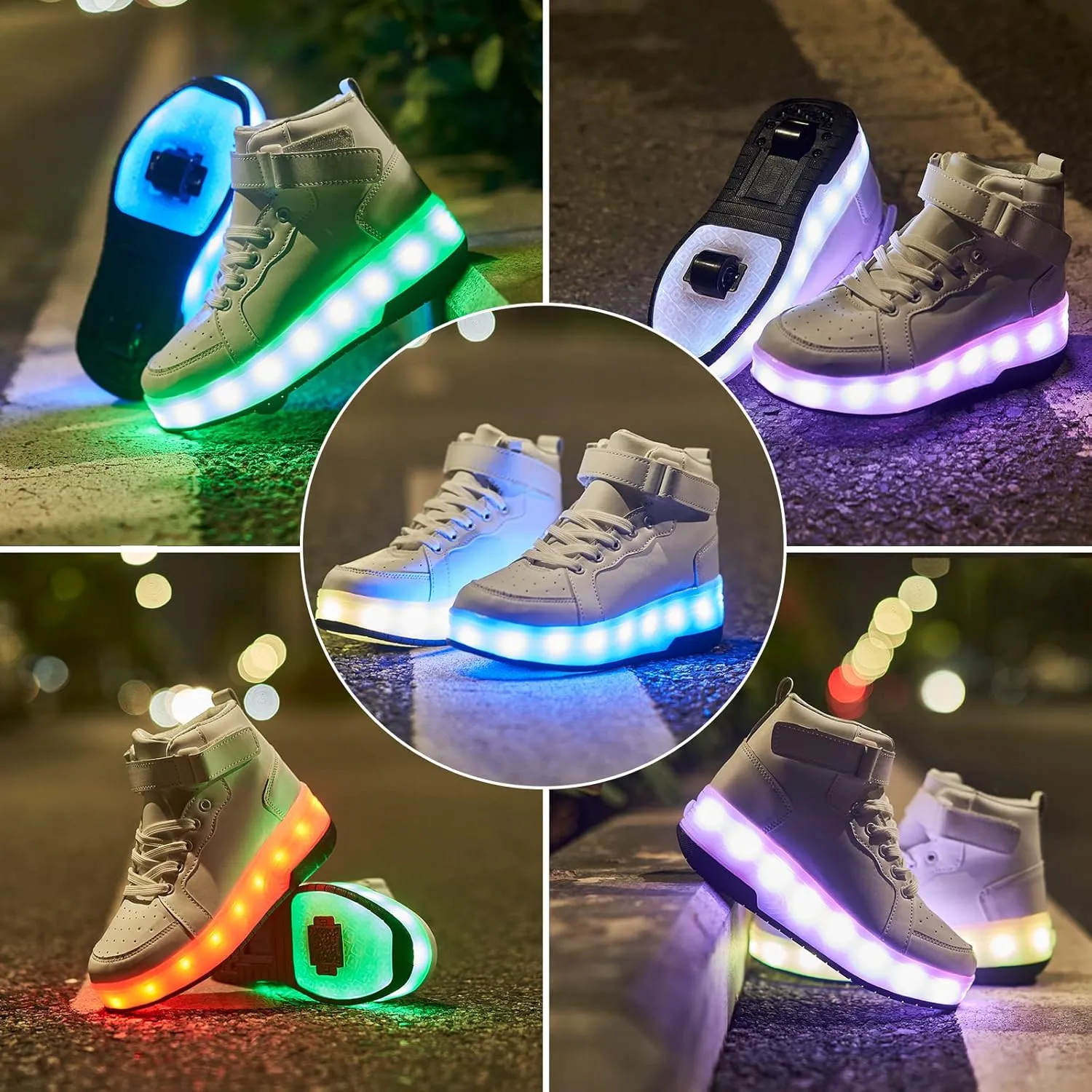 Light Up Shoes LED Roller Skate Shoes Wheels Boys Girls Sneakers Outdoor Slip On Kids Sneakers for Children Kids Gift