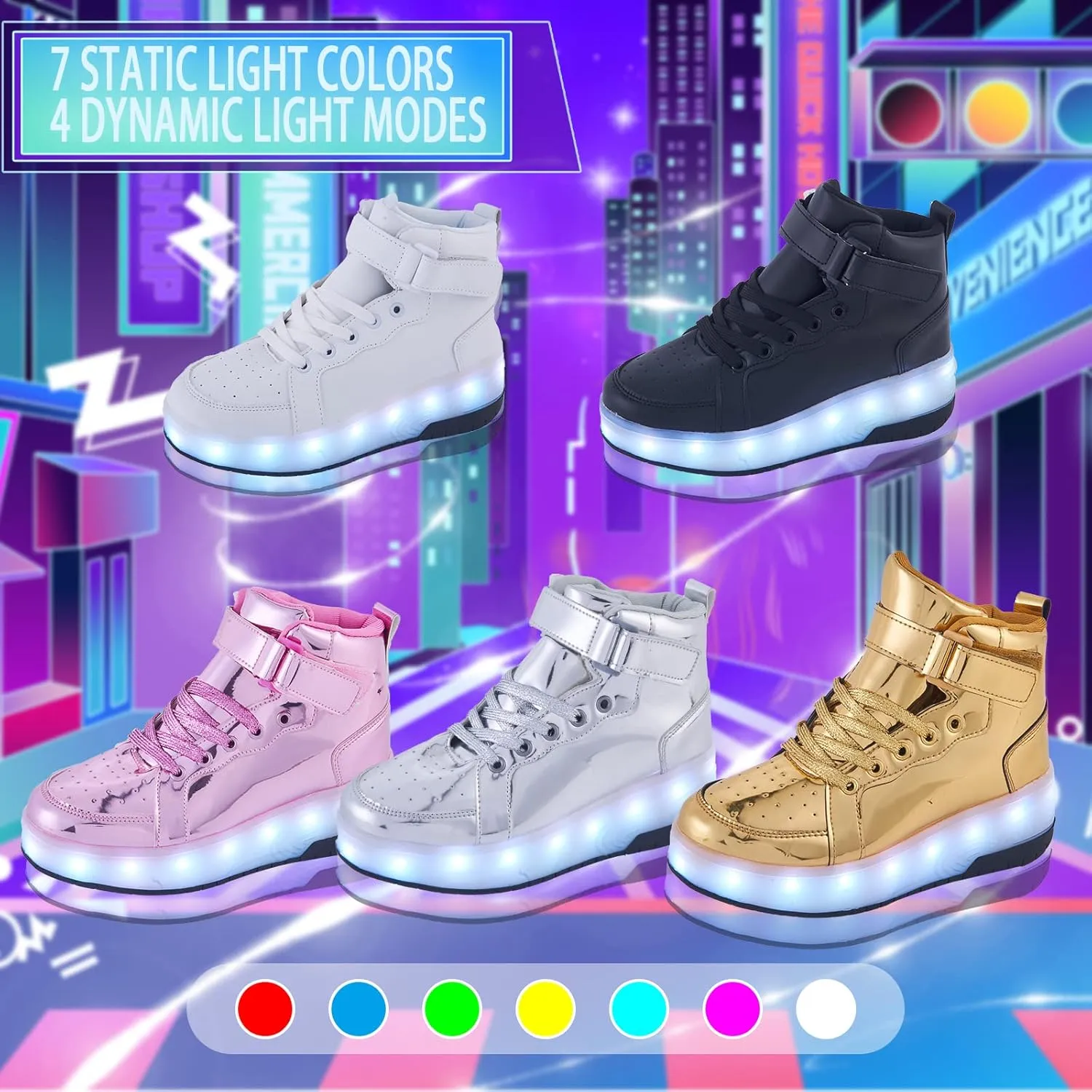 Light Up Shoes LED Roller Skate Shoes Wheels Boys Girls Sneakers Outdoor Slip On Kids Sneakers for Children Kids Gift