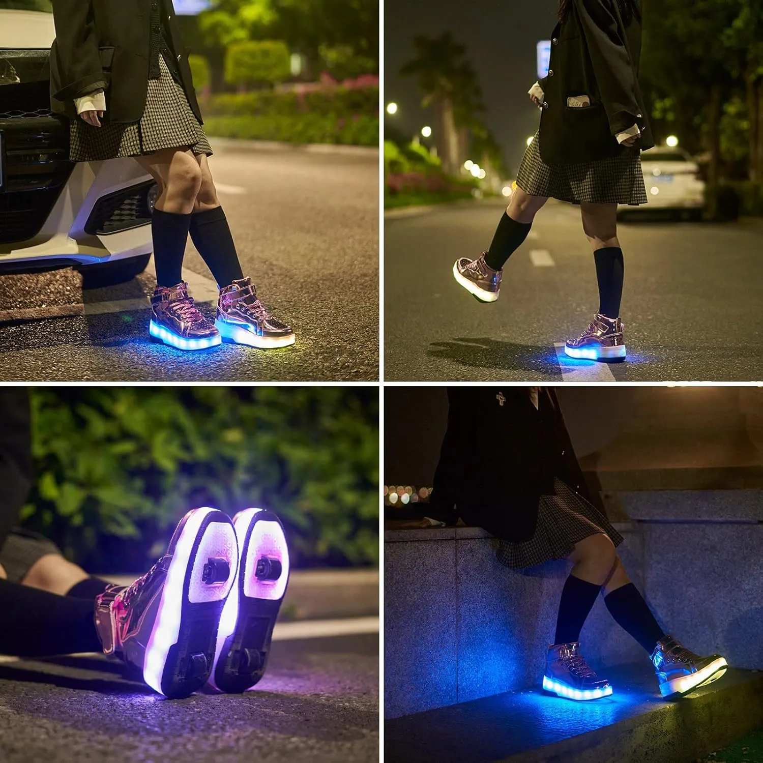 Light Up Shoes LED Roller Skate Shoes Wheels Boys Girls Sneakers Outdoor Slip On Kids Sneakers for Children Kids Gift