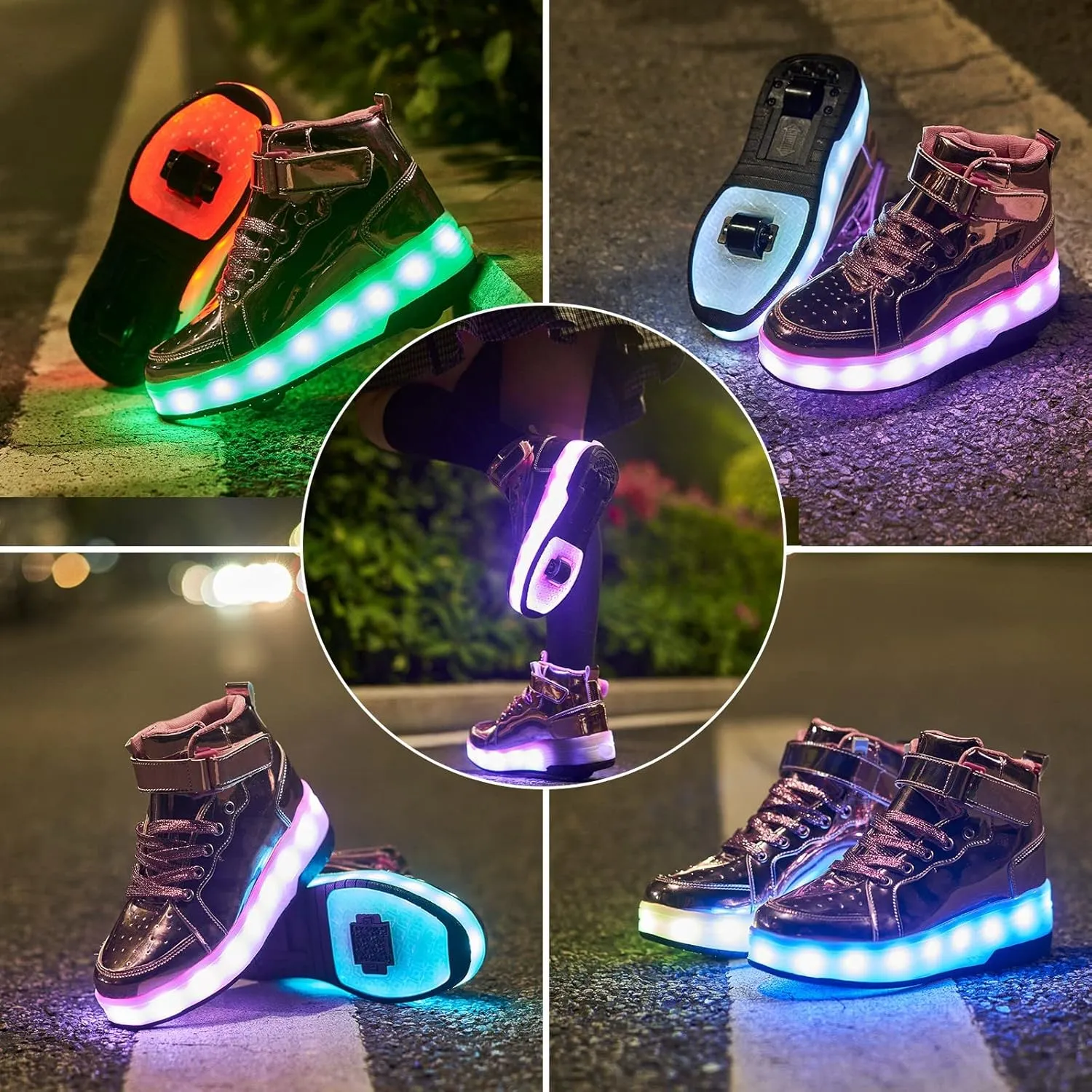Light Up Shoes LED Roller Skate Shoes Wheels Boys Girls Sneakers Outdoor Slip On Kids Sneakers for Children Kids Gift
