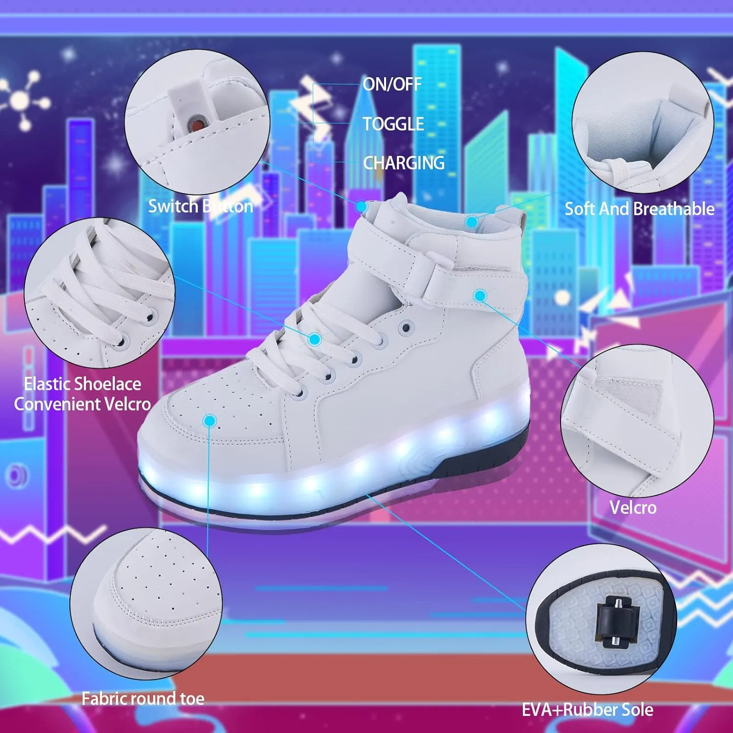 Light Up Shoes LED Roller Skate Shoes Wheels Boys Girls Sneakers Outdoor Slip On Kids Sneakers for Children Kids Gift