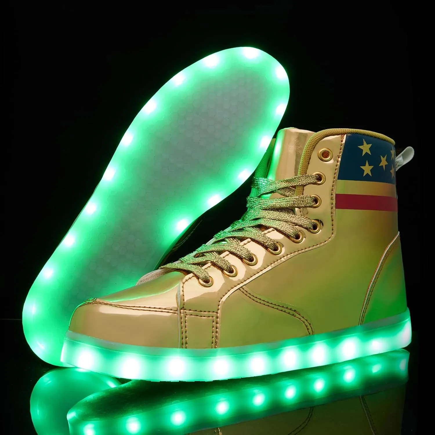Light Up Shoes Women Men, USB Charging LED Glitter Chain Sneakers High Top Couple Dancing Shoes Halloween Glowing Flashing Luminous Trainers