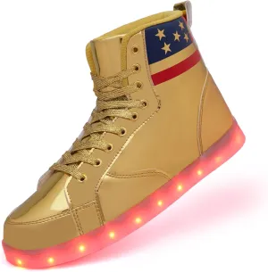 Light Up Shoes Women Men, USB Charging LED Glitter Chain Sneakers High Top Couple Dancing Shoes Halloween Glowing Flashing Luminous Trainers