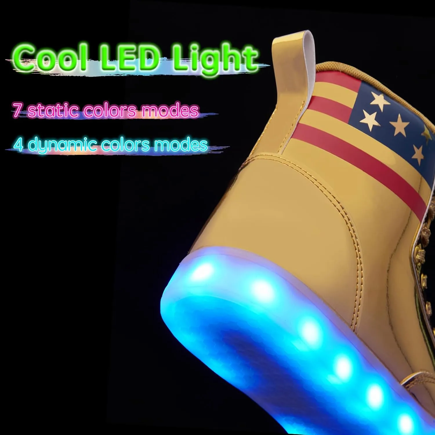 Light Up Shoes Women Men, USB Charging LED Glitter Chain Sneakers High Top Couple Dancing Shoes Halloween Glowing Flashing Luminous Trainers