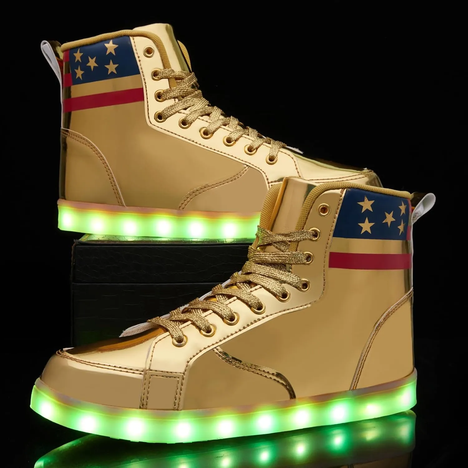 Light Up Shoes Women Men, USB Charging LED Glitter Chain Sneakers High Top Couple Dancing Shoes Halloween Glowing Flashing Luminous Trainers