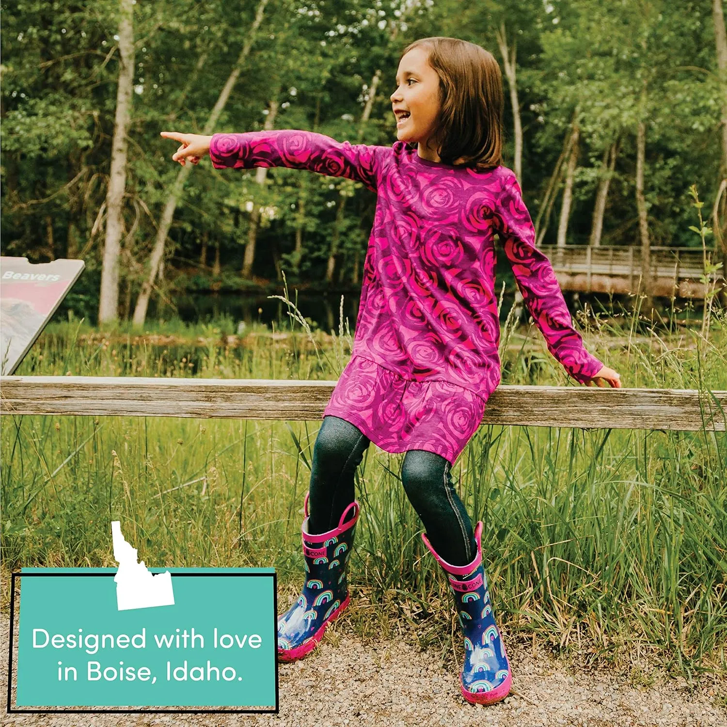 Lone Cone Kids Rain Boots for Girls & Boys – Waterproof Natural Rubber Toddler Rain Boots with Non-Slip Outsole & Easy Pull Handles – Solid, Pattern & Glitter Designs