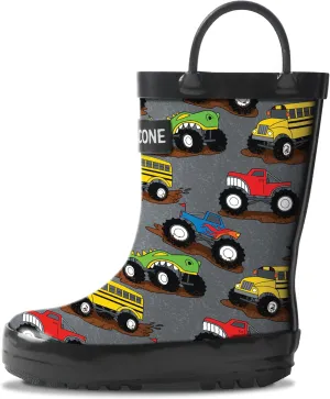 Lone Cone Kids Rain Boots for Girls & Boys – Waterproof Natural Rubber Toddler Rain Boots with Non-Slip Outsole & Easy Pull Handles – Solid, Pattern & Glitter Designs