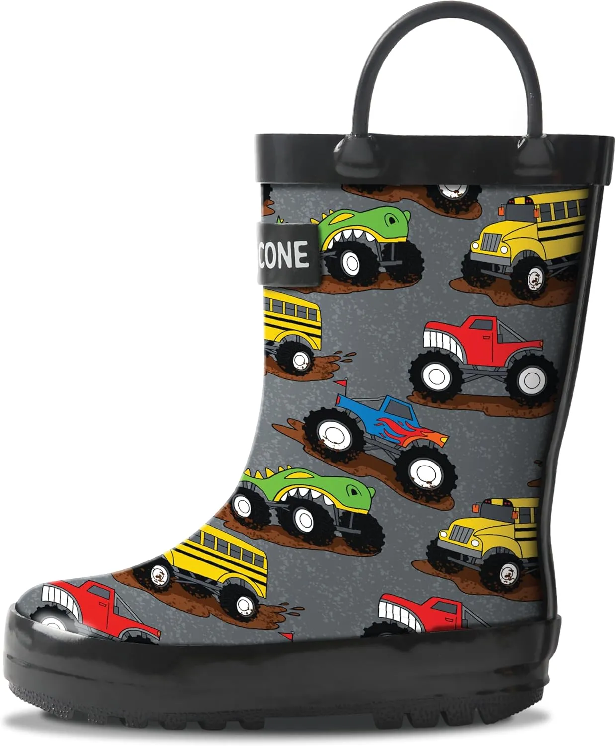 Lone Cone Kids Rain Boots for Girls & Boys – Waterproof Natural Rubber Toddler Rain Boots with Non-Slip Outsole & Easy Pull Handles – Solid, Pattern & Glitter Designs