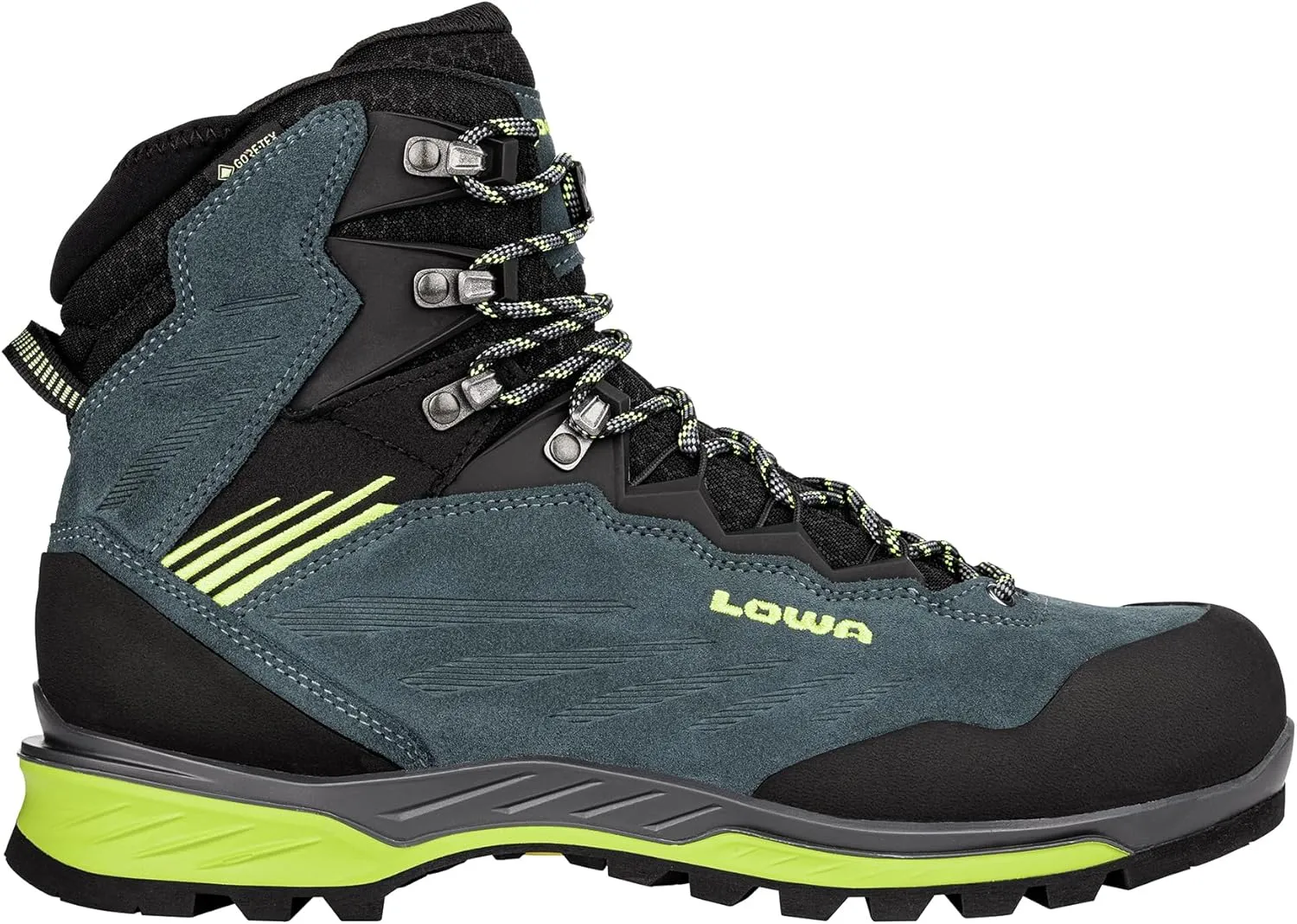 LOWA Mens Cadin II GTX Mid Suede Textile Steel Blue Lime Boots 8 US