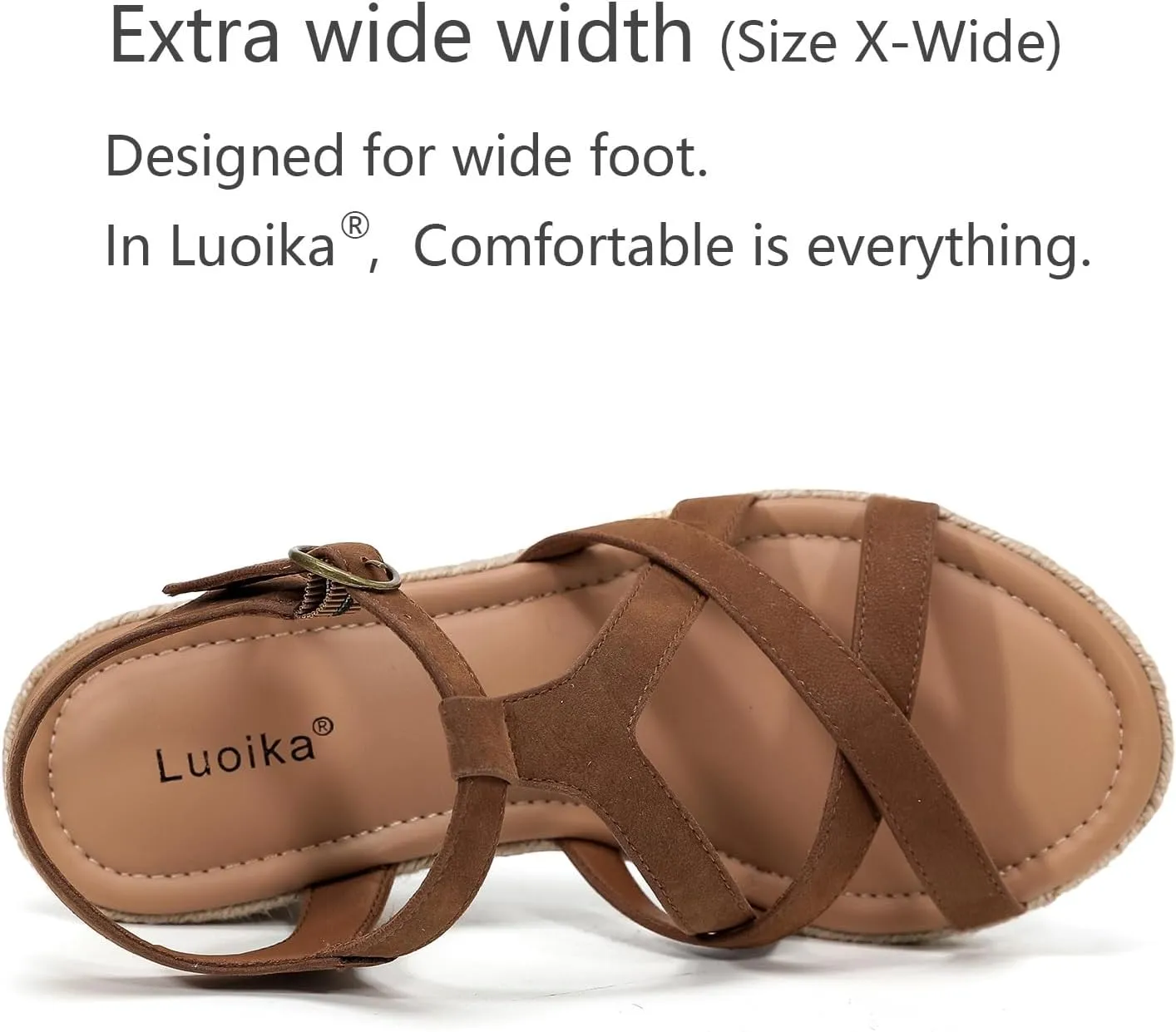 Luoika Women's Wide Width Flat Slides Sandals, Strapy Slide Sandal Slip on Dressy Summer Shoes for Women.