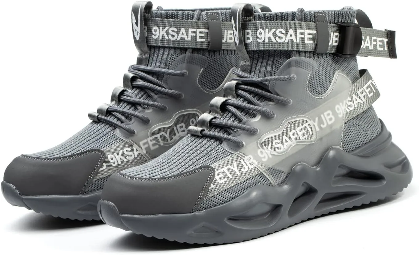 Luolocsn Work Boots Safety Steel Toe Shoes for Men and Women Slip Resistant Lightweight Breathable Industrial & Construction Sneakers
