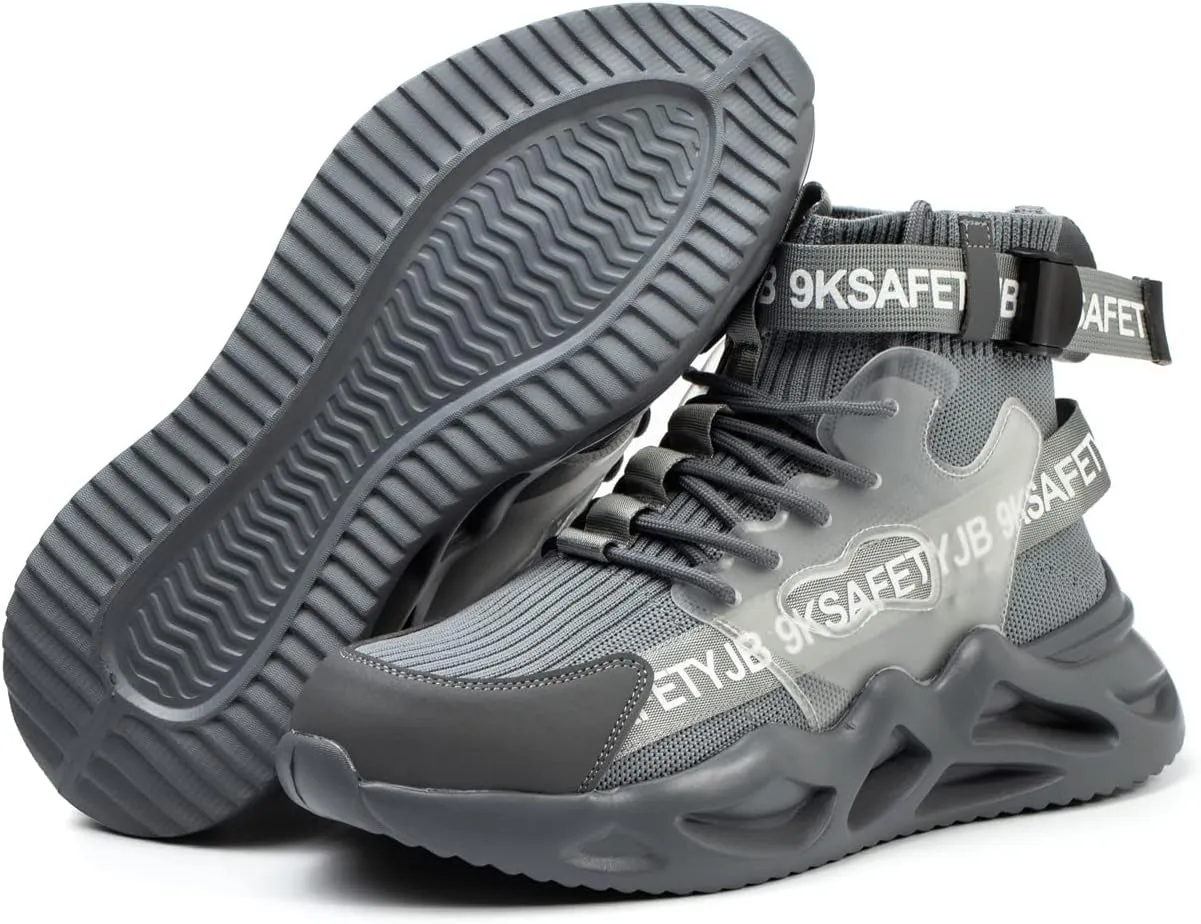 Luolocsn Work Boots Safety Steel Toe Shoes for Men and Women Slip Resistant Lightweight Breathable Industrial & Construction Sneakers