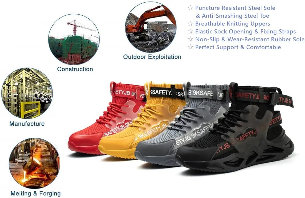 Luolocsn Work Boots Safety Steel Toe Shoes for Men and Women Slip Resistant Lightweight Breathable Industrial & Construction Sneakers