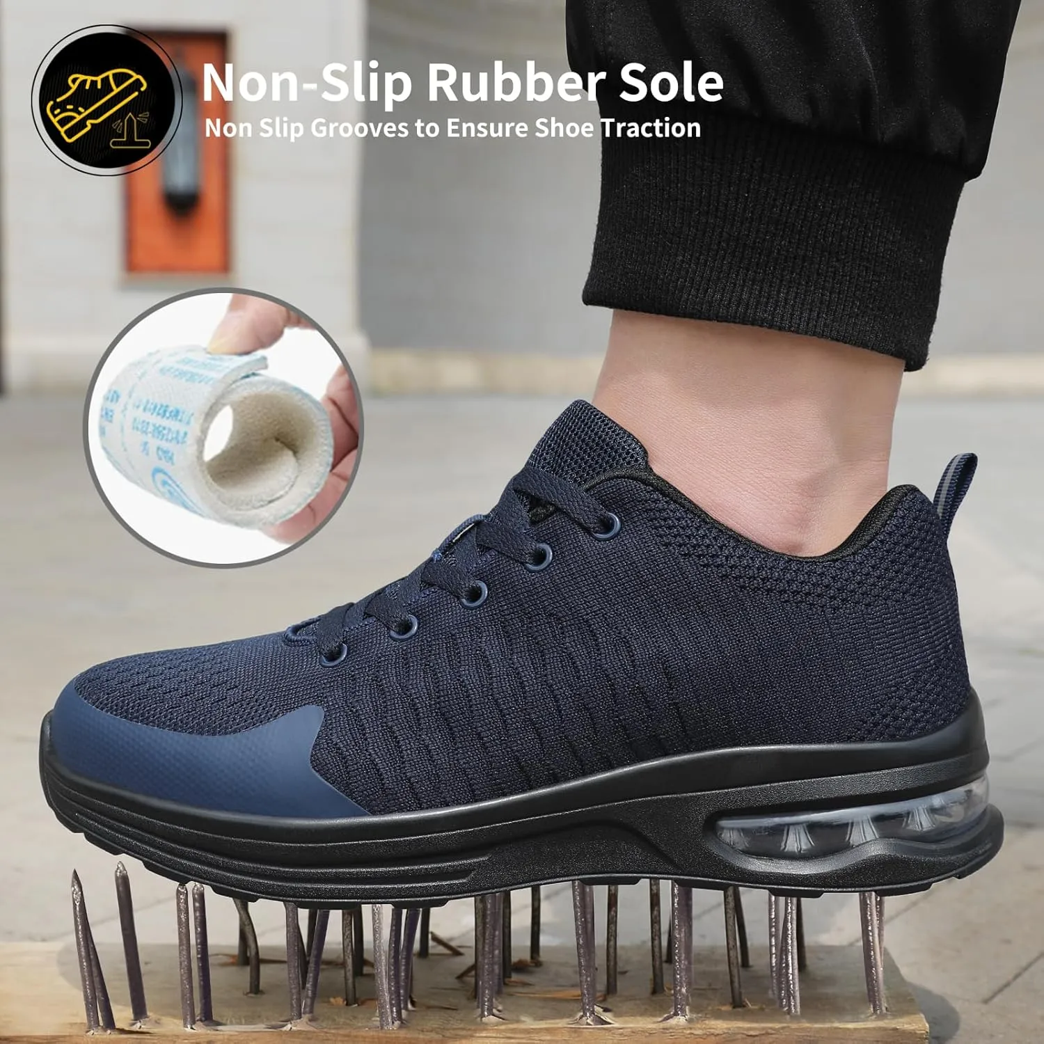 LUPWEE Steel Toe Shoes for Men Women, Slip Resistant Safety Work Shoes Puncture Proof Comfortable Indestructible Sneakers with Specialized Work Insole for Industry Construction Warehouse