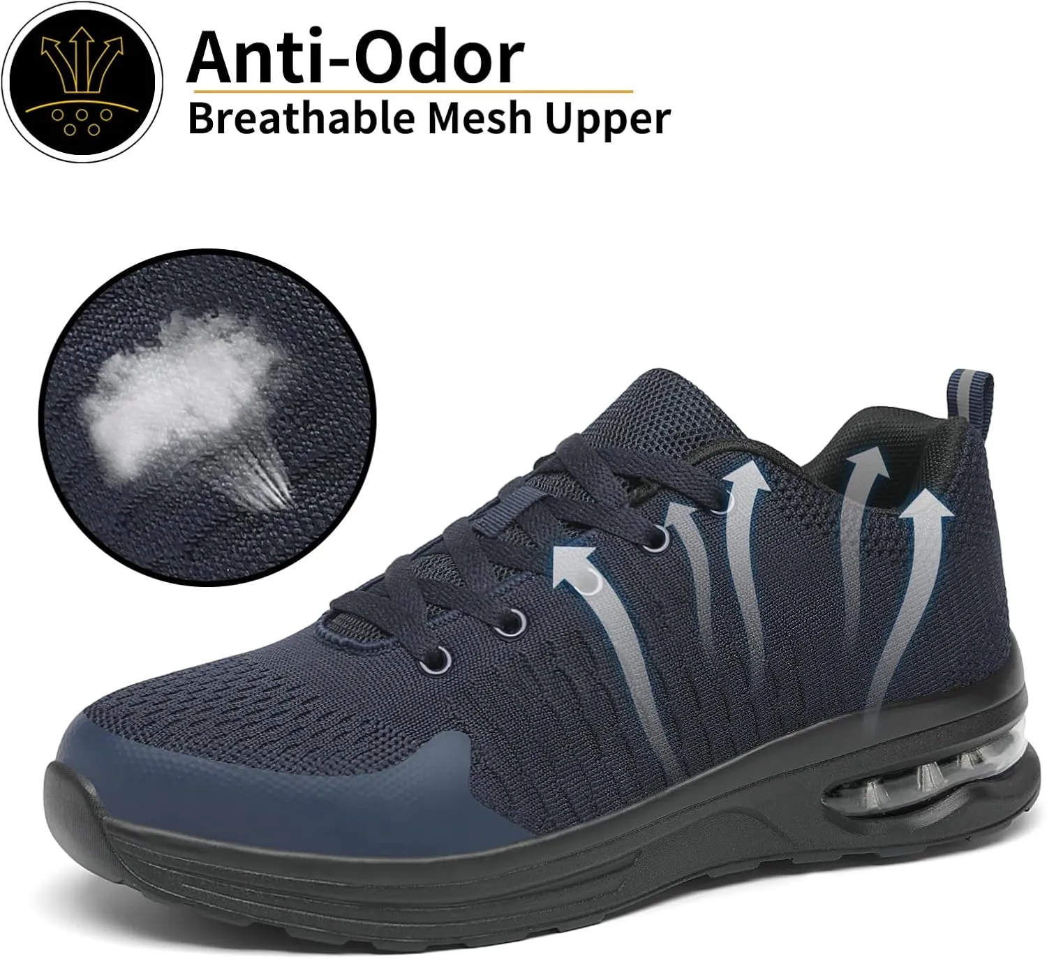 LUPWEE Steel Toe Shoes for Men Women, Slip Resistant Safety Work Shoes Puncture Proof Comfortable Indestructible Sneakers with Specialized Work Insole for Industry Construction Warehouse