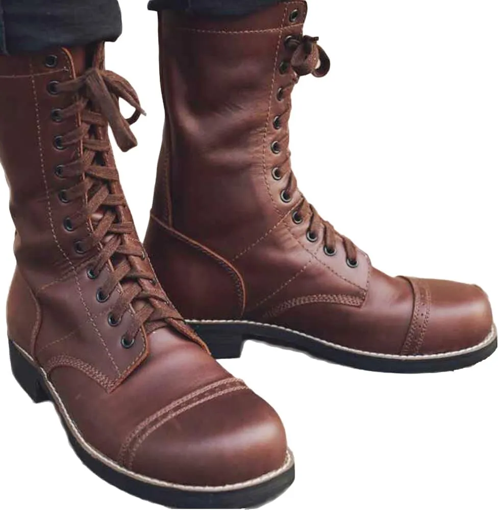 M42 Paratrooper Boots Men's Cowhide 101/82 Combat Boots Vintage Hiking Boots Replica WWII D-Day US