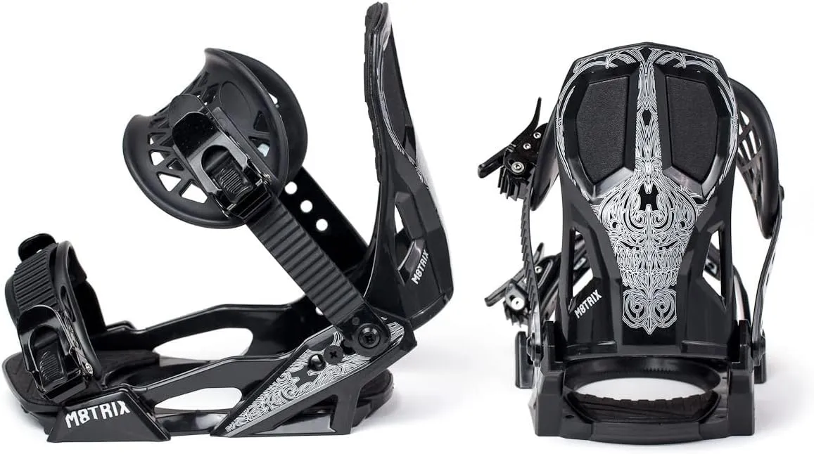Matrix All-Mountain Adjustable Snowboard Bindings with EVA Reinforced High Back Padding- Small/Large Sizes