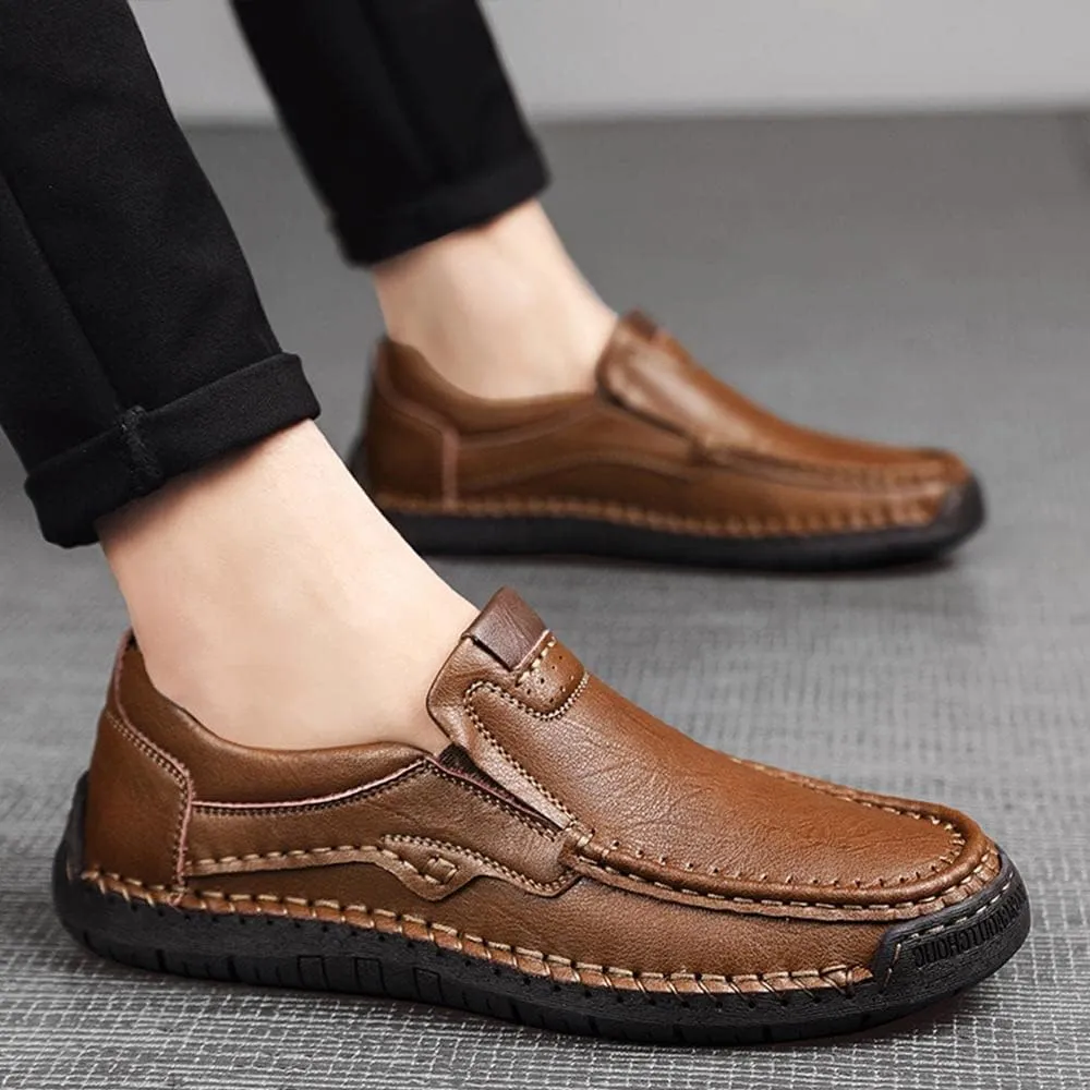 Maylrvjv Men's Loafers Slip-On Casual Leather Shoes Comfortable Soft Flexible Driving Flat Shoes