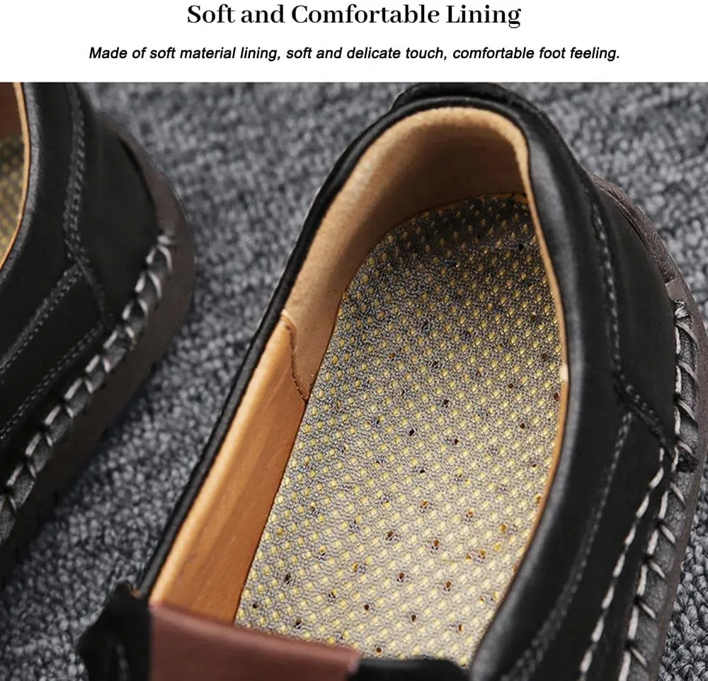 Maylrvjv Men's Loafers Slip-On Casual Leather Shoes Comfortable Soft Flexible Driving Flat Shoes