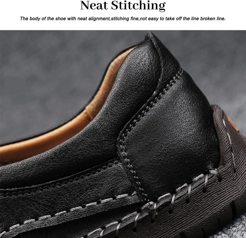 Maylrvjv Men's Loafers Slip-On Casual Leather Shoes Comfortable Soft Flexible Driving Flat Shoes