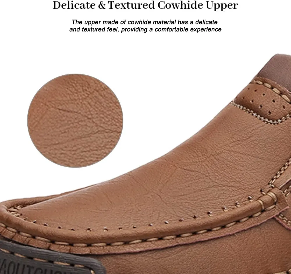 Maylrvjv Men's Loafers Slip-On Casual Leather Shoes Comfortable Soft Flexible Driving Flat Shoes