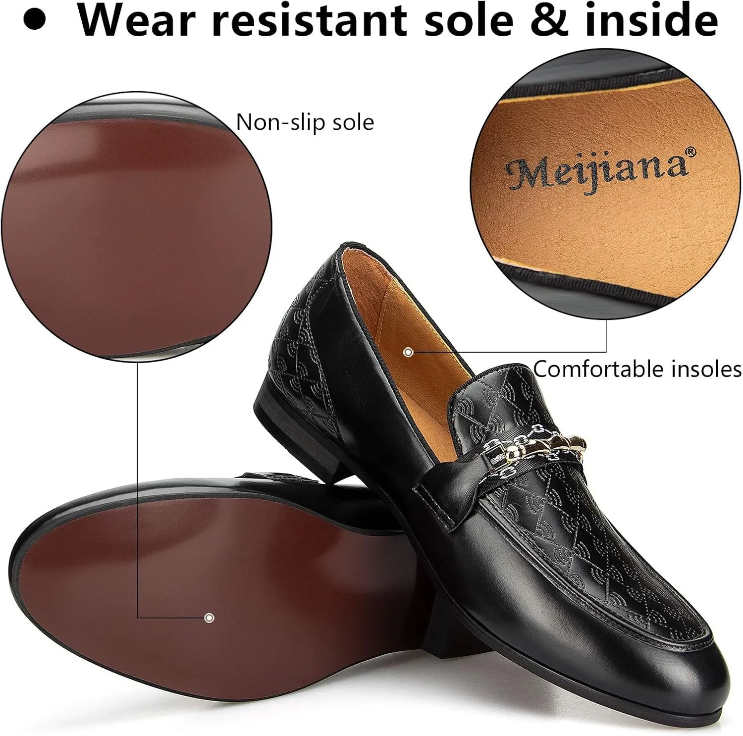 Meijiana Men's Fashion Classic Faux Leather Loafers and Weeding Dress Shoes for Men