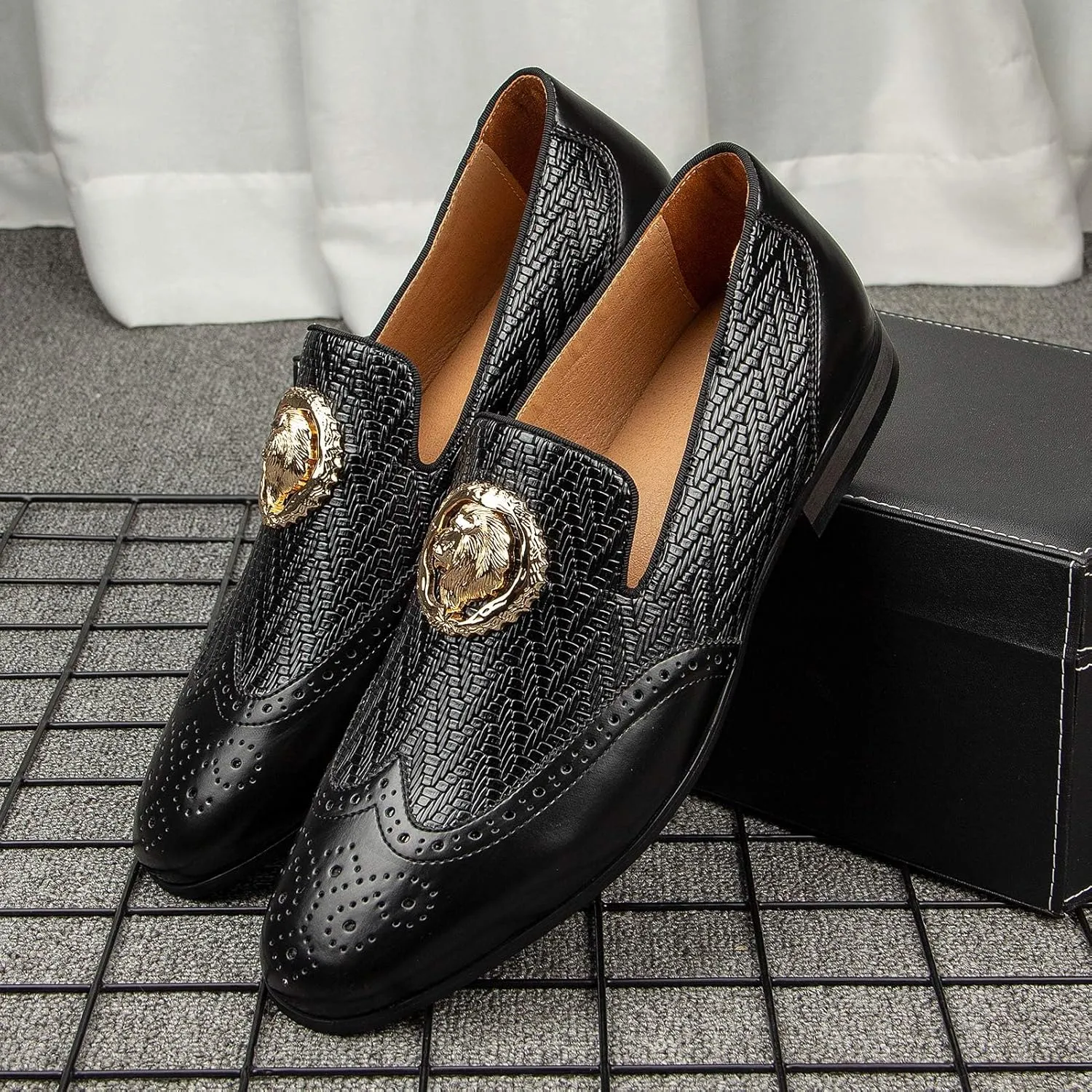 Meijiana Men's Fashion Classic Faux Leather Loafers and Weeding Dress Shoes for Men