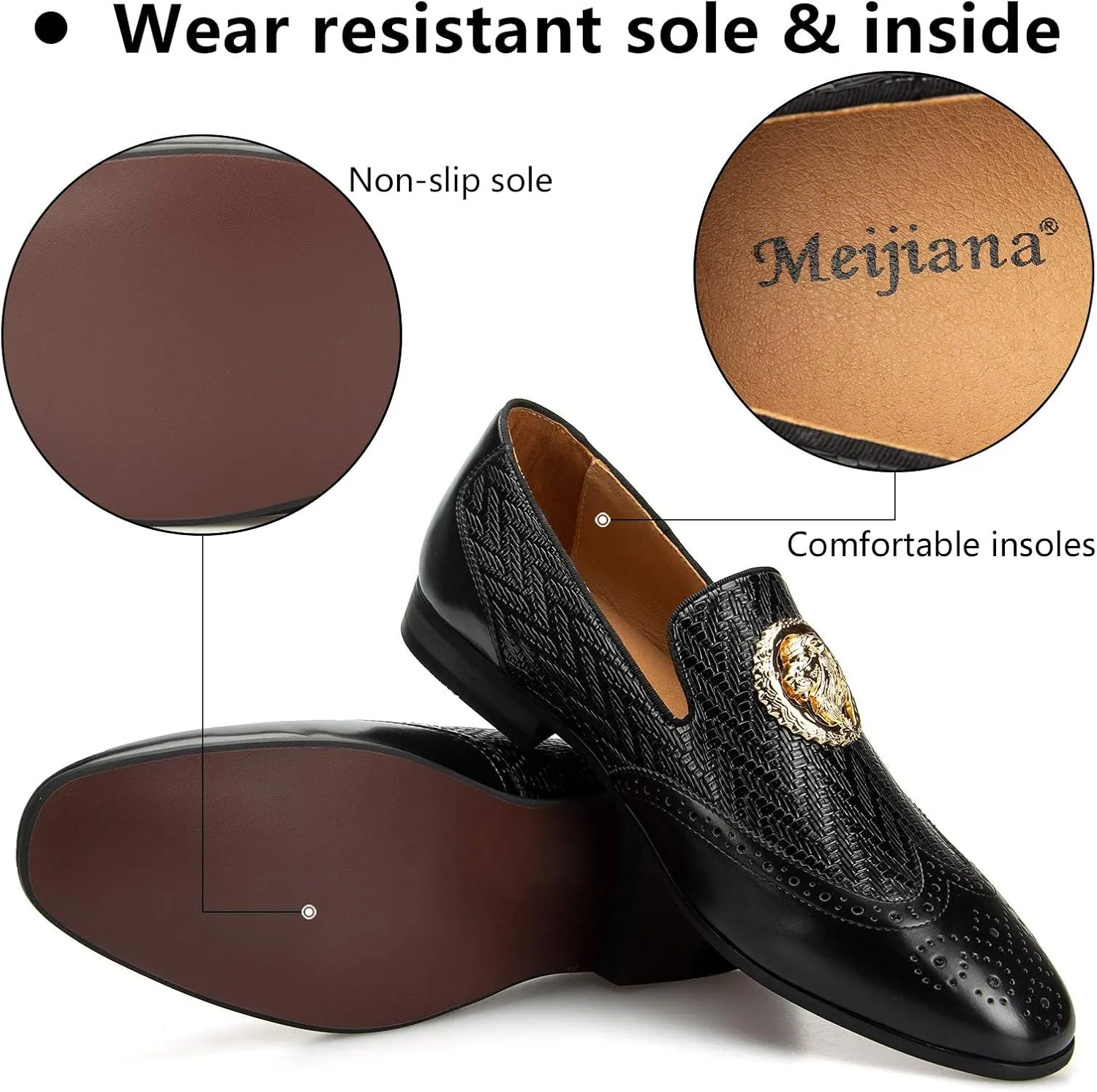 Meijiana Men's Fashion Classic Faux Leather Loafers and Weeding Dress Shoes for Men