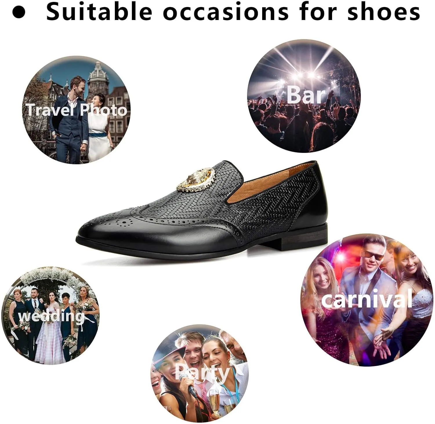 Meijiana Men's Fashion Classic Faux Leather Loafers and Weeding Dress Shoes for Men