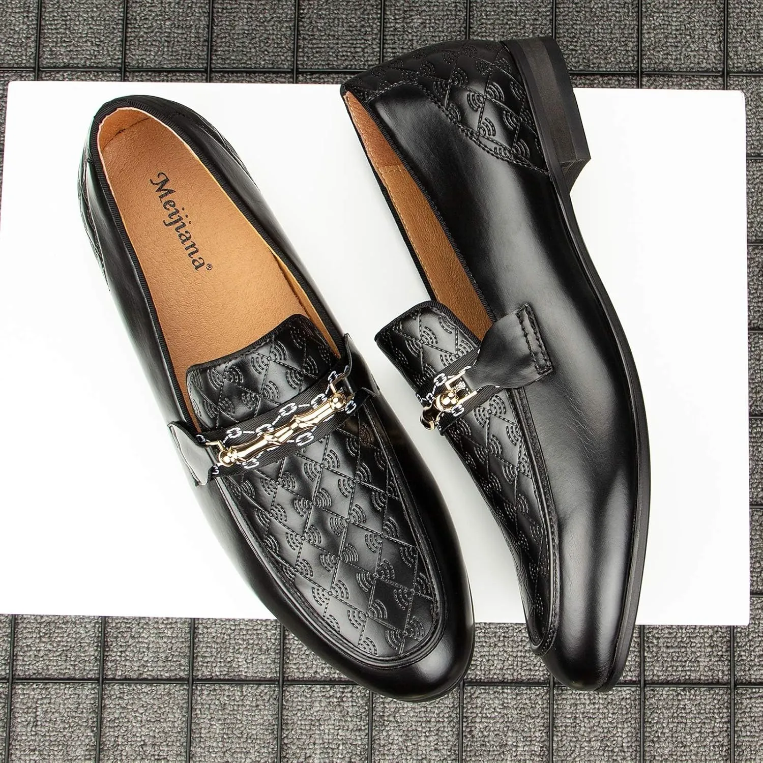 Meijiana Men's Fashion Classic Faux Leather Loafers and Weeding Dress Shoes for Men