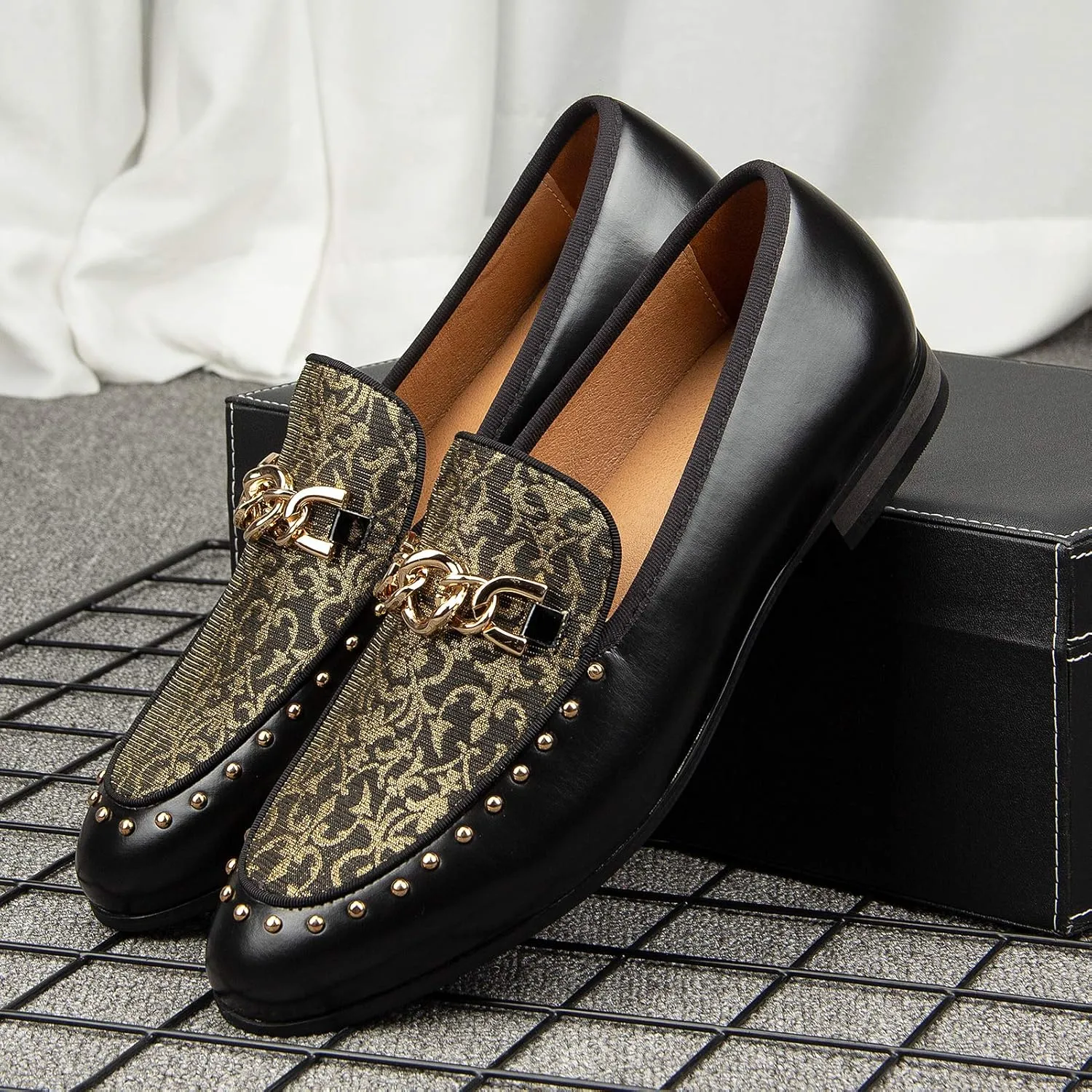 Meijiana Men's Fashion Classic Faux Leather Loafers and Weeding Dress Shoes for Men