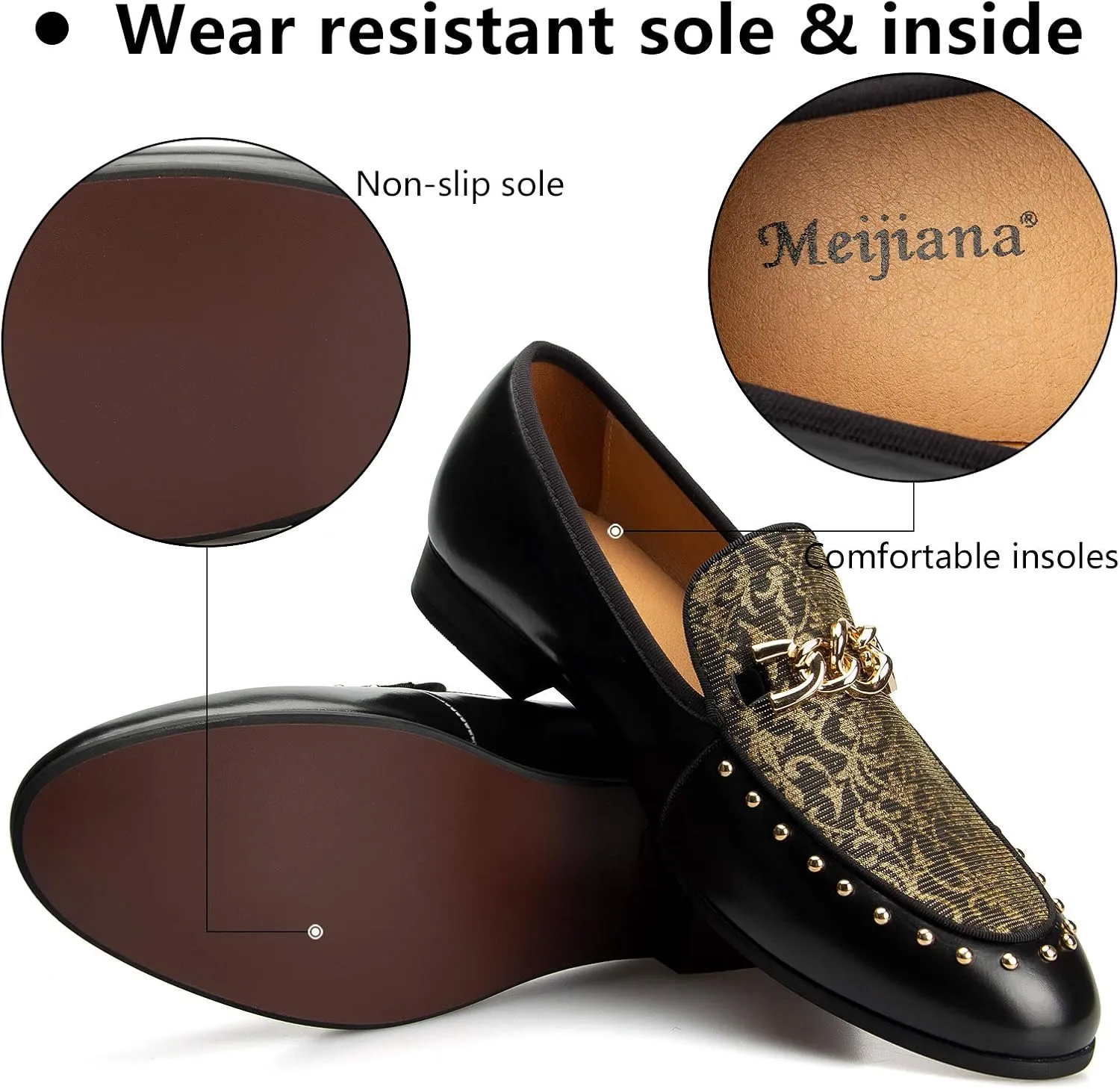 Meijiana Men's Fashion Classic Faux Leather Loafers and Weeding Dress Shoes for Men
