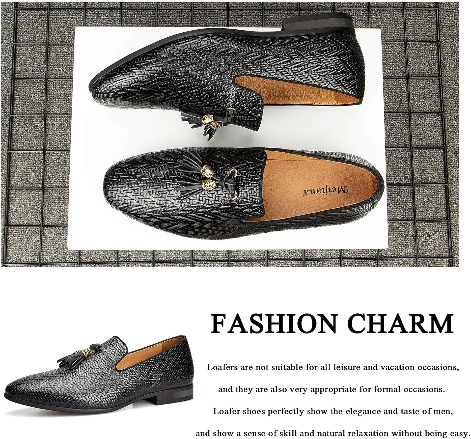 Meijiana Men’s Fashion Loafers Wedding Dress Shoes for Men with Tassel Embellishment