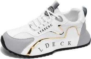 Men Lace Up Round Toe Stitching Fashion Sneakers Mesh Breathable Low Top Sport Shoes Work Running Shoes Comfortable Outdoor Flat Walking Shoes for Men