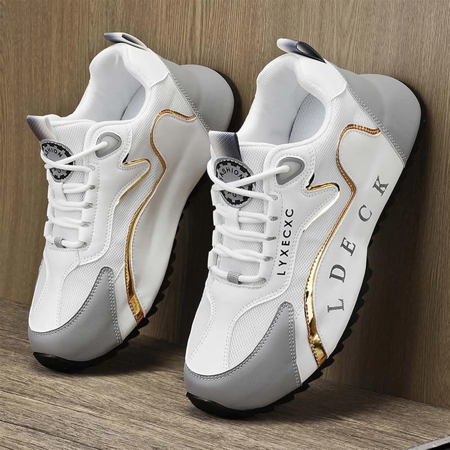 Men Lace Up Round Toe Stitching Fashion Sneakers Mesh Breathable Low Top Sport Shoes Work Running Shoes Comfortable Outdoor Flat Walking Shoes for Men