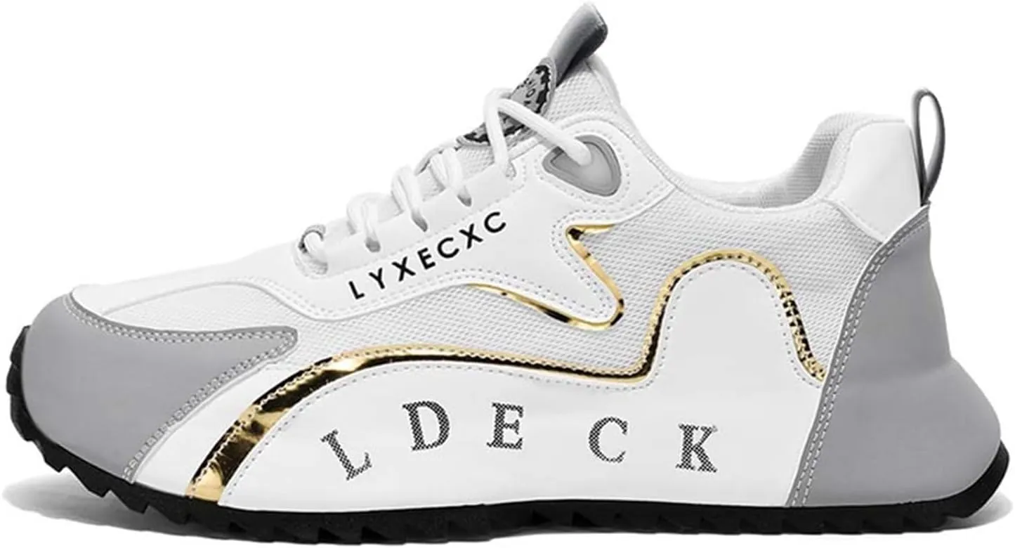 Men Lace Up Round Toe Stitching Fashion Sneakers Mesh Breathable Low Top Sport Shoes Work Running Shoes Comfortable Outdoor Flat Walking Shoes for Men