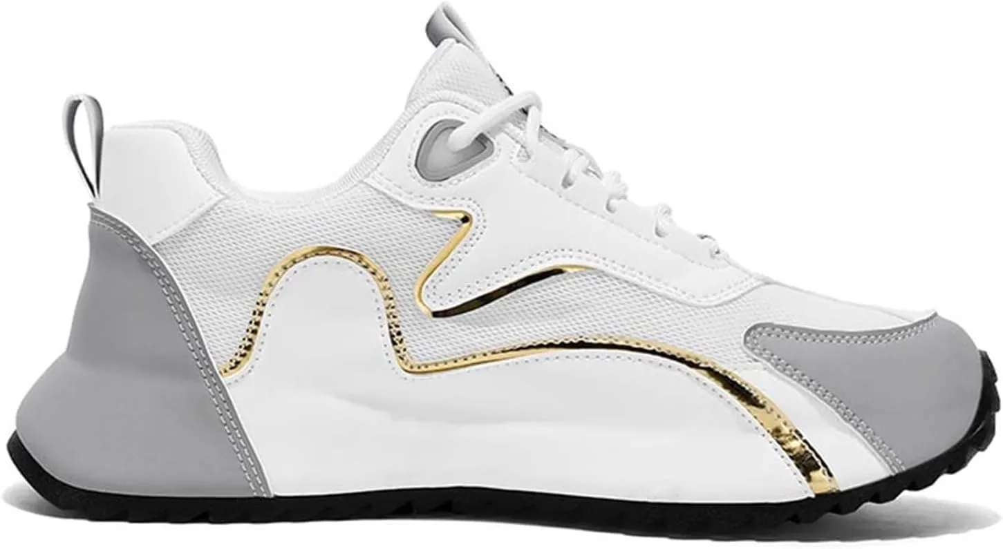 Men Lace Up Round Toe Stitching Fashion Sneakers Mesh Breathable Low Top Sport Shoes Work Running Shoes Comfortable Outdoor Flat Walking Shoes for Men