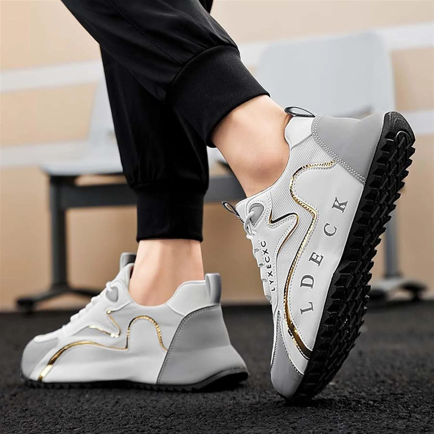 Men Lace Up Round Toe Stitching Fashion Sneakers Mesh Breathable Low Top Sport Shoes Work Running Shoes Comfortable Outdoor Flat Walking Shoes for Men