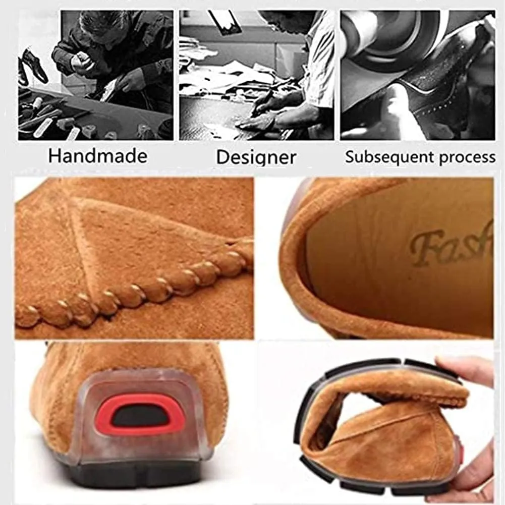 Men Suede Driving Comfort Loafers Brogue Casual Walking Flat Moccasin Business Classic Dress Boat Shoes