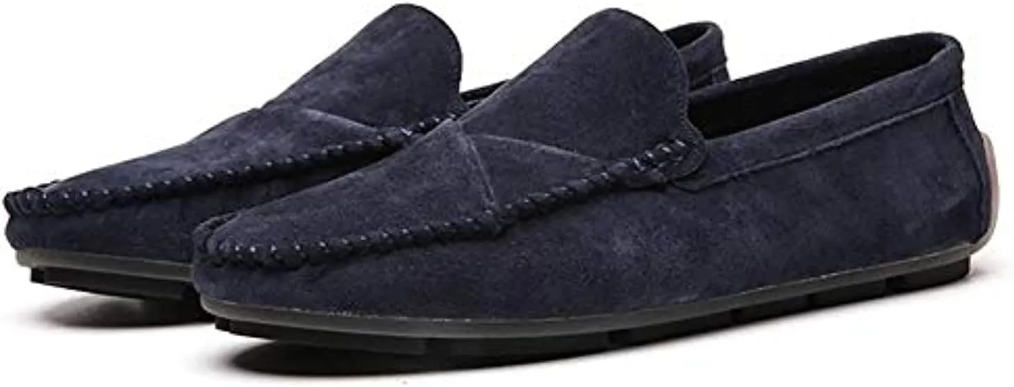 Men Suede Driving Comfort Loafers Brogue Casual Walking Flat Moccasin Business Classic Dress Boat Shoes