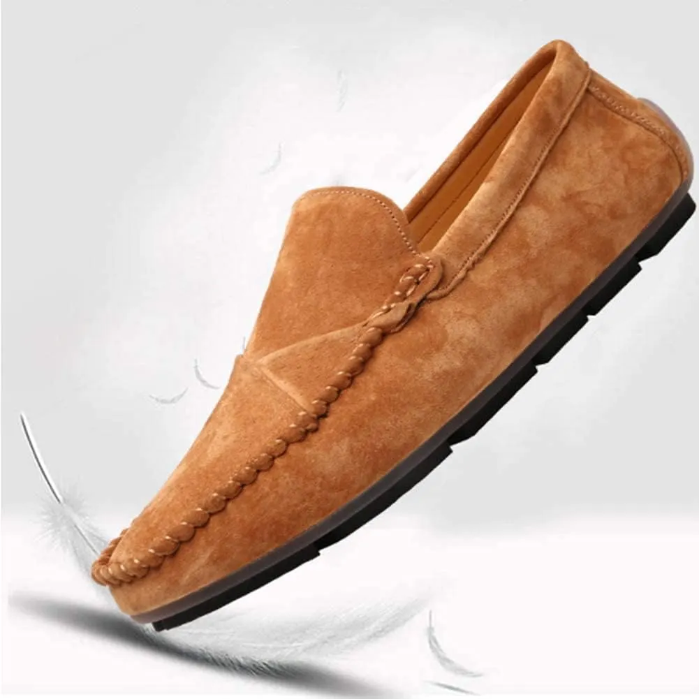 Men Suede Driving Comfort Loafers Brogue Casual Walking Flat Moccasin Business Classic Dress Boat Shoes