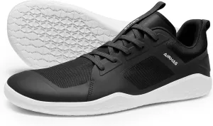 Men's Barefoot Workout Shoes - Minimalist Gym Sneakers for Cross Training & Deadlifts (Black/White,9.0)