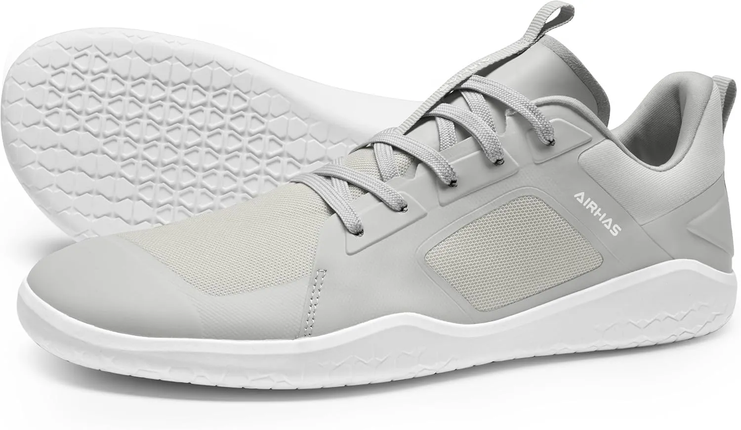 Men's Barefoot Workout Shoes - Minimalist Gym Sneakers for Deadlift & Cross Training (Light Grey,11.0)