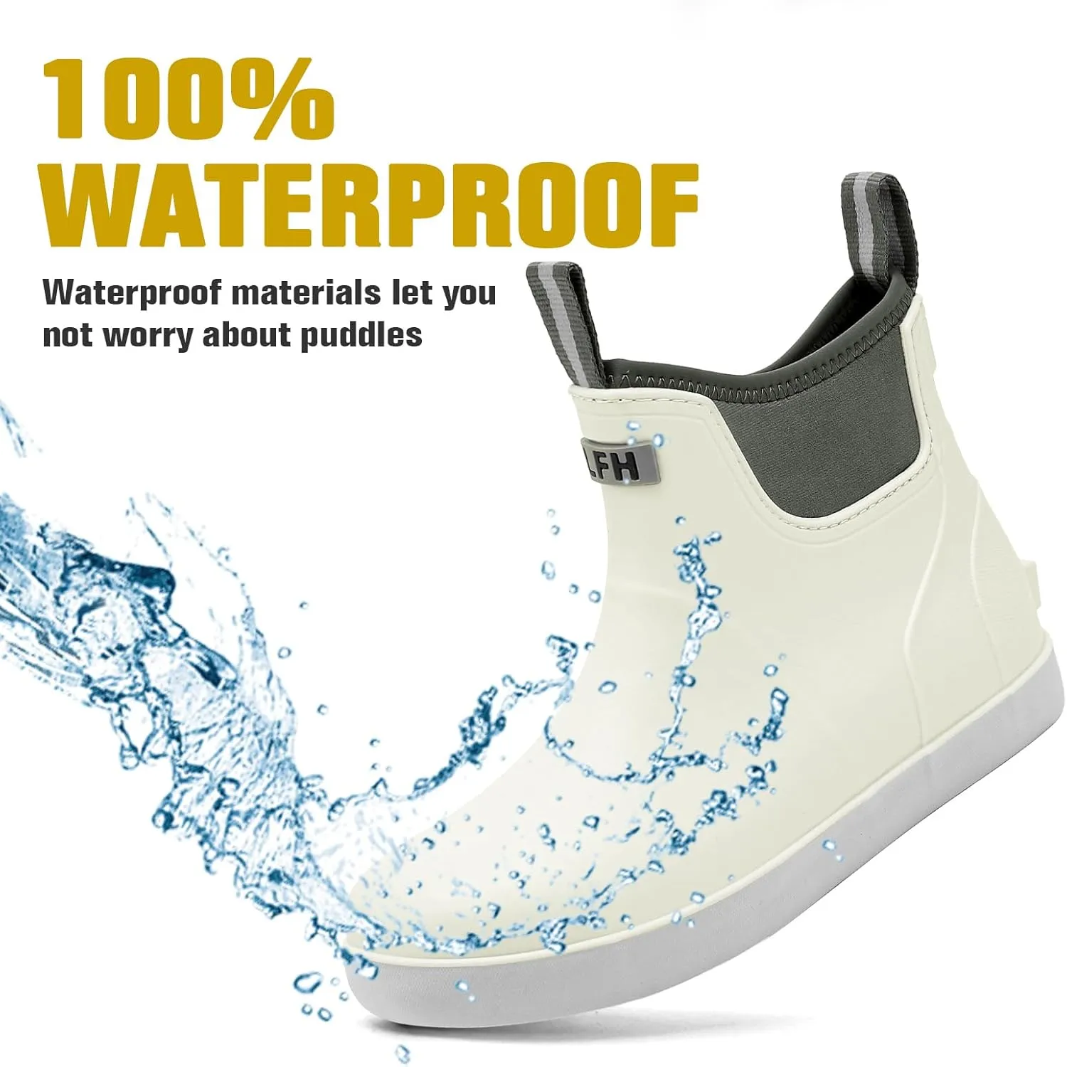 Men's Deck Boots, Waterproof Ankle Rain Boots Men Anti-Slip Traction, Outdoor Rubber Fishing Garden Boots High-Performance Shoes for Farming