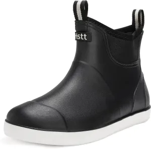 Men's Deck Boots Waterproof Fishing Rain Boots, Anti-Slip Rubber Boots Ankle Booties, High-Performance Footwear Chelsea Boots for Gardening Boating Camping Sailing