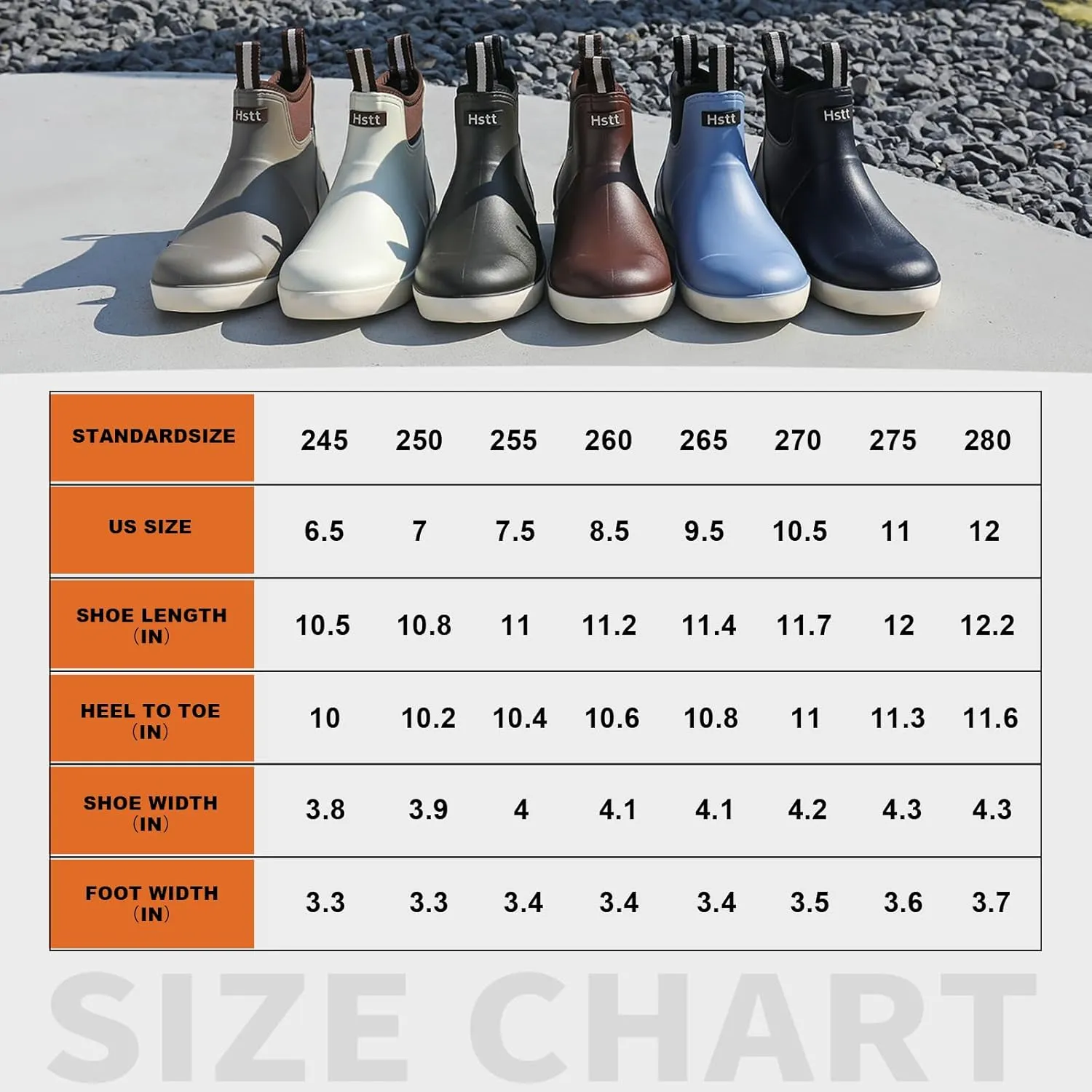Men's Deck Boots Waterproof Fishing Rain Boots, Anti-Slip Rubber Boots Ankle Booties, High-Performance Footwear Chelsea Boots for Gardening Boating Camping Sailing
