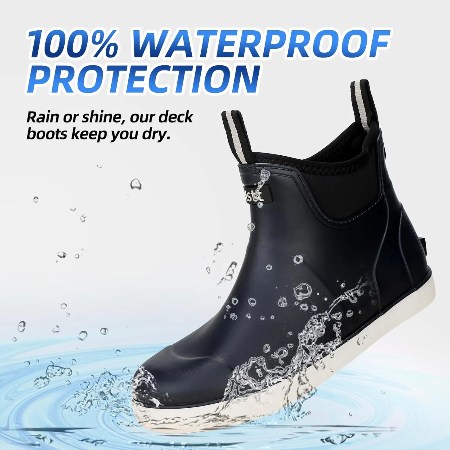 Men's Deck Boots Waterproof Fishing Rain Boots, Anti-Slip Rubber Boots Ankle Booties, High-Performance Footwear Chelsea Boots for Gardening Boating Camping Sailing